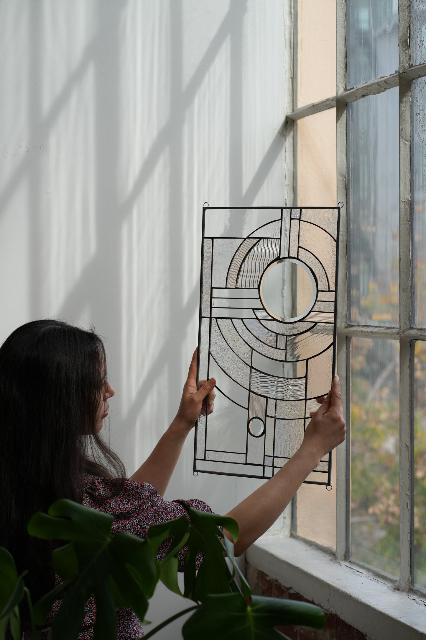 "Moon Rising" Stained Glass Panel